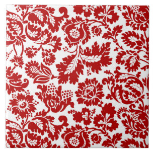Damasco floral de William Morris, vermelho escuro