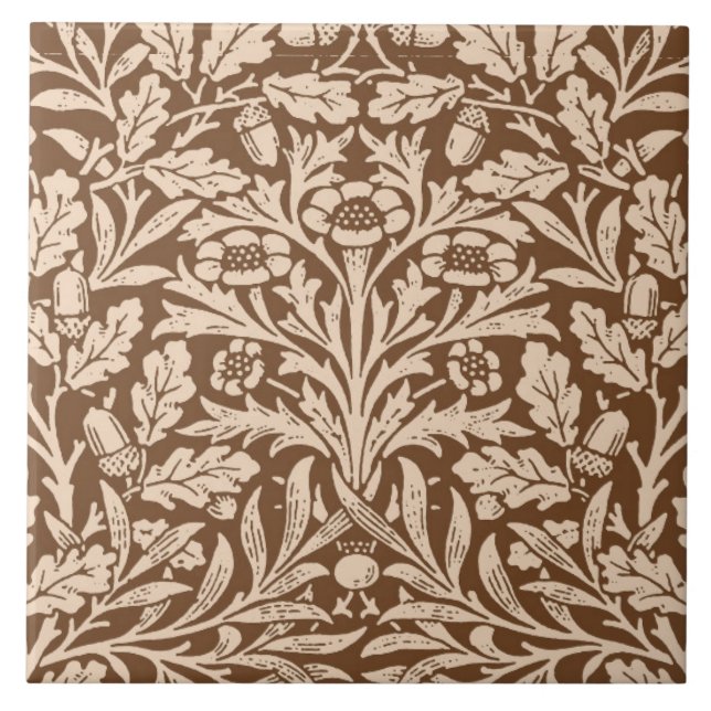 Damasco floral, Taupe e bege de Nouveau da arte (Frente)