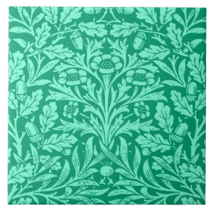 Damasco floral, turquesa e Aqua de Nouveau da arte