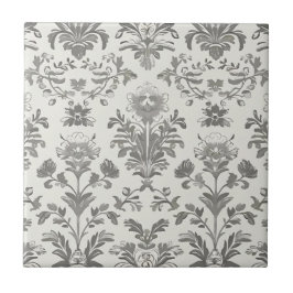 Damasco Floral Vitoriano Branco Vintage