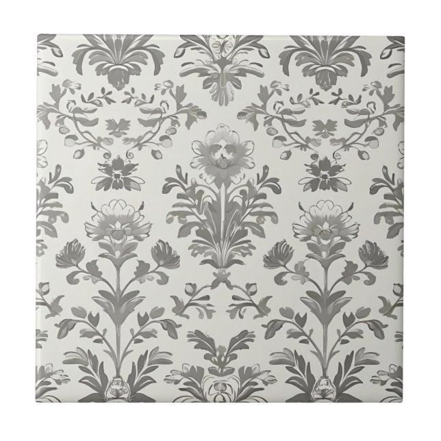 Damasco Floral Vitoriano Branco Vintage (Frente)