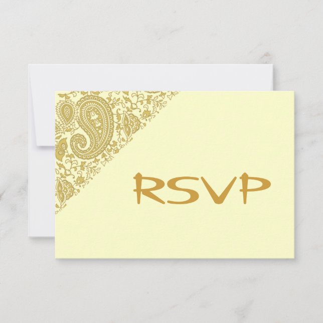 Damasco indiano dourado RSVP (Frente)