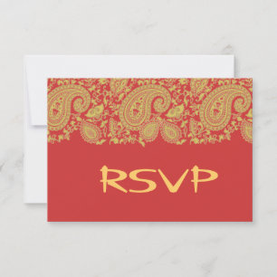 Damasco indiano vermelho e dourado RSVP