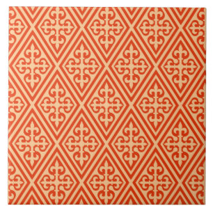 Damasco medieval cruzado - Laranja coral e pêsseg