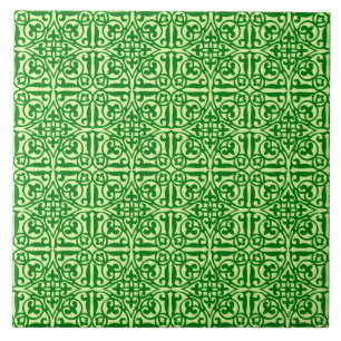 Damasco medieval Fleur-de-lis, verde pinho escuro