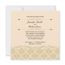 Damasco Moderno em Ivory e Convite para Casamento 