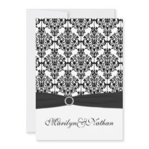Damasco Negro e Branco II Convite de Casamento