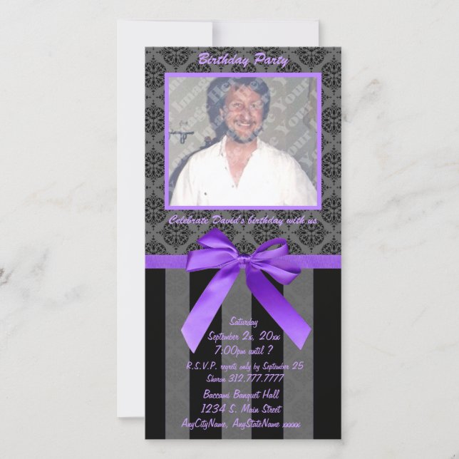 Damasco Preto E Cinza Com Fita Roxa (Frente)