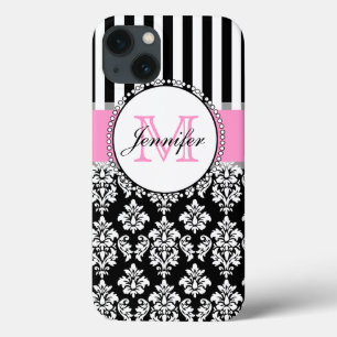 Damasco Preto, Girly Pink, Striped Monogramed