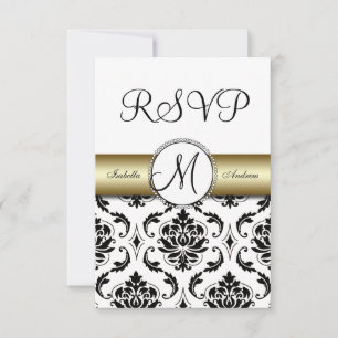 Damasco Preto Ouro RSVP Casamento