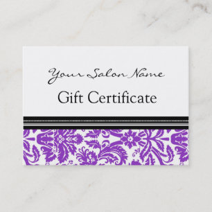 Damasco preto roxo do certificado de presente do