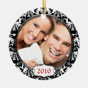 Damasco preto seus enfeites de natal da foto