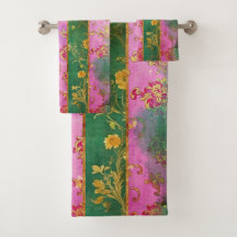 Damasco Rosa Selvagem - Conjunto de Toalhas do Ban