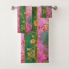 Damasco Rosa Selvagem - Conjunto de Toalhas do Ban