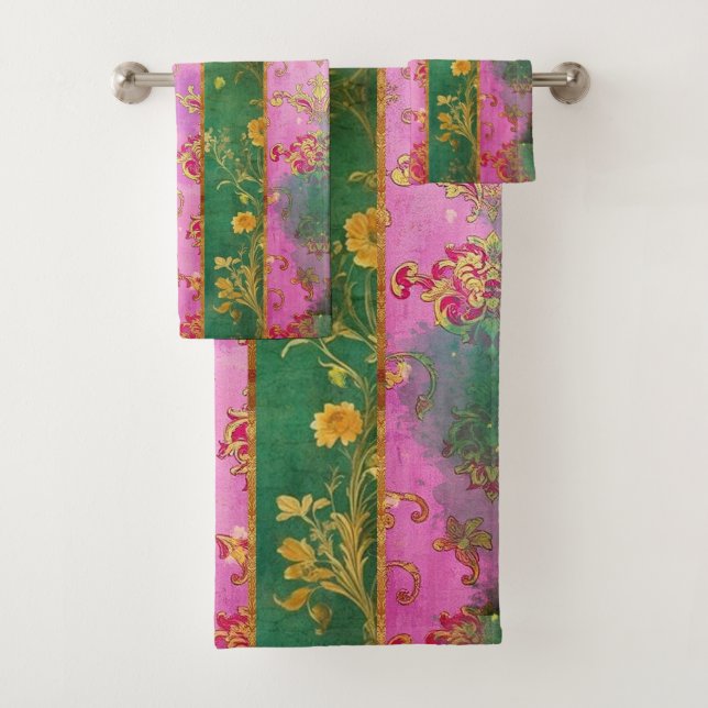 Damasco Rosa Selvagem - Conjunto de Toalhas do Ban (Insitu)