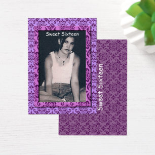 Damasco Roxo Doce 16 Cartões com fotos de Aniversá