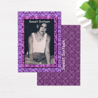 Damasco Roxo Doce 16 Cartões com fotos de Aniversá