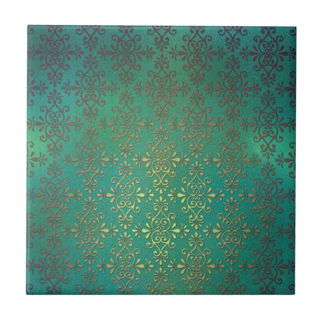 Damasco Verde e Dourado Rebuscado (Frente)