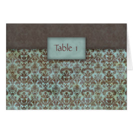 Damasco Wedding Brown azul do cartão do assento da
