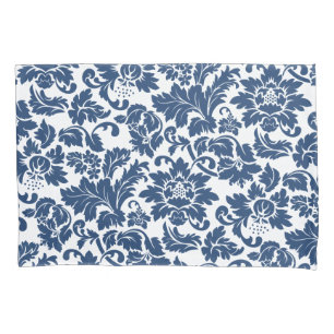 Damascos Florais De Vintagem Azul E Branco