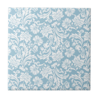 Damascos Florais de Vintagem Branco e Pastel+azul