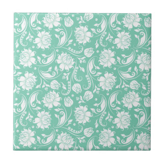 Damascos Florais Vintage Branco e Verde