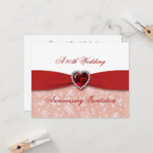 Damask 40º Convite de Aniversário de Casamento