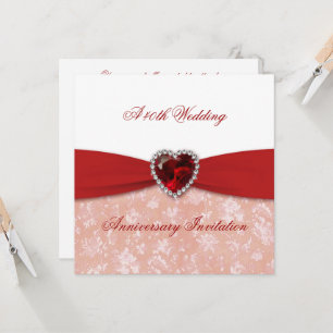 Damask 40º Convite de Aniversário de Casamento