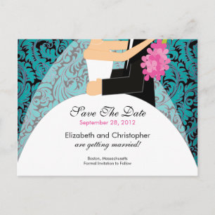 Damask Bride & Groom Salvar O Convite De Data