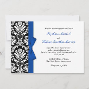 Damask Com Convite De Casamento De Arco Azul