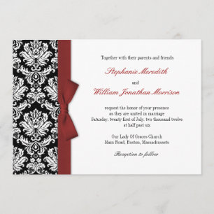Damask Com Convite De Casamento De Arco Burgundy