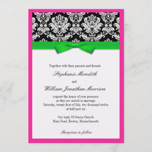 Damask Com Convite Para Casamento Verde E Rosa