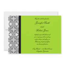 Damask Delight no Convite para Casamento de Verdes