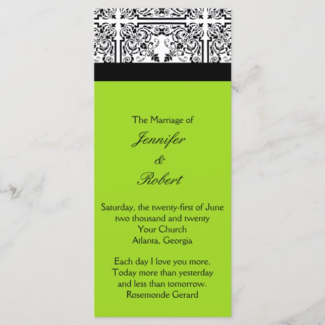 Damask Delight no Programa de Casamento de Verdes  (Frente)