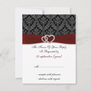 damask diamante red casamento RSVP