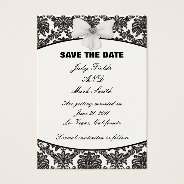 Damask Elegance Weding Save The Date Cards (Frente)
