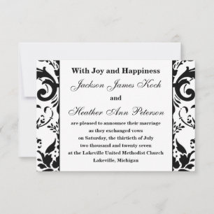 Damask Elegante Formal - Anúncio de Casamento 3x5