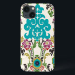 Damask Floral Patternos Plum Turquoise<br><div class="desc">Os padrões florais turquesas,  ameixas,  verdes e roxos encontram-se num fundo branco para dar vida a esta impressão Erica Vess de junho. Funciona como presente para si mesmo,  um amigo ou um membro da família.</div>