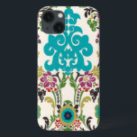 Damask Floral Patternos Plum Turquoise<br><div class="desc">Os padrões florais turquesas, ameixas, verdes e roxos encontram-se num fundo branco para dar vida a esta impressão Erica Vess de junho. Funciona como presente para si mesmo, um amigo ou um membro da família.</div>