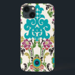 Damask Floral Patternos Plum Turquoise<br><div class="desc">Os padrões florais turquesas,  ameixas,  verdes e roxos encontram-se num fundo branco para dar vida a esta impressão Erica Vess de junho. Funciona como presente para si mesmo,  um amigo ou um membro da família.</div>