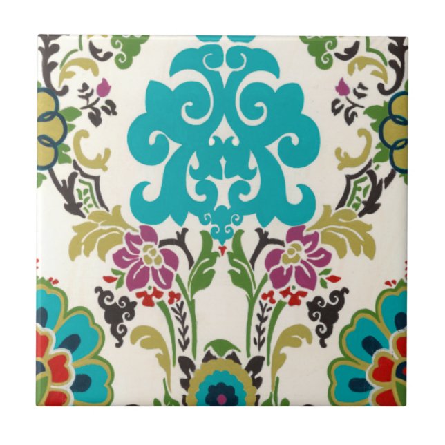 Damask Floral Patternos Plum Turquoise (Frente)