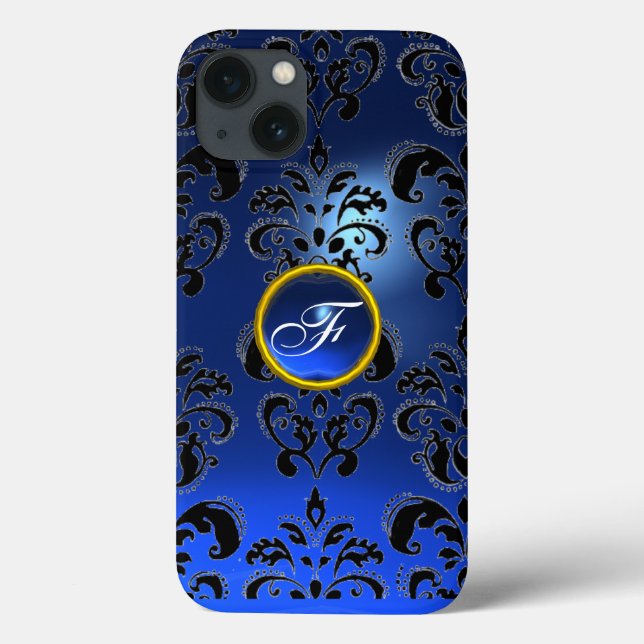 DAMASK GEM MONOGRAM azul escuro (Verso)