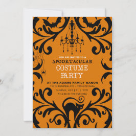Damask Glam Halloween Convite de festas