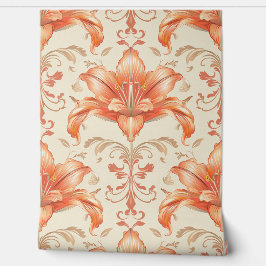 Damask luxury texture of peach lily flower blossom