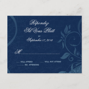 Damask Parisienne - RSVP Azul de Sapphire Negro