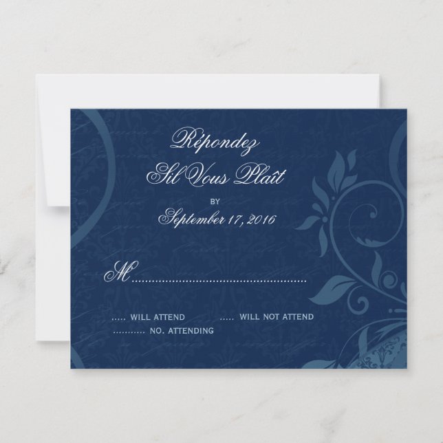 Damask Parisienne - RSVP Azul de Sapphire Negro (Frente)