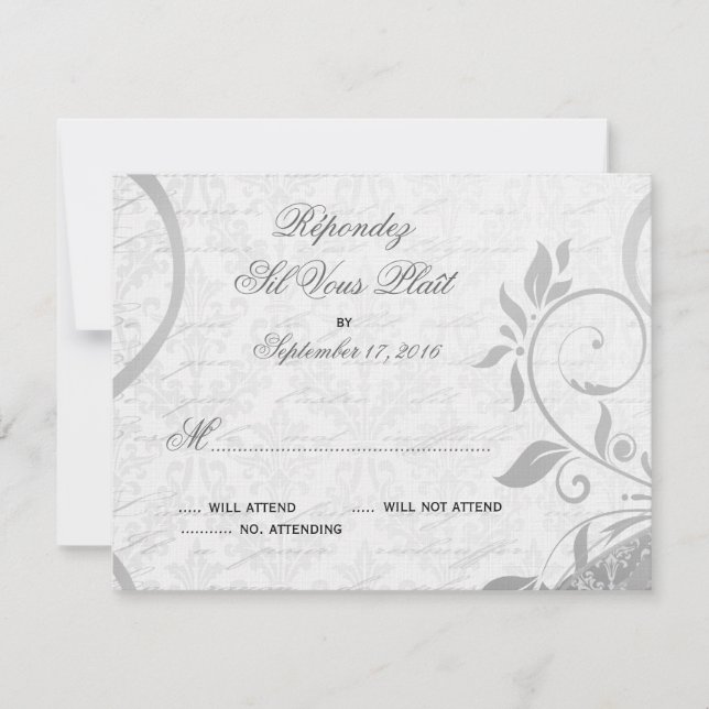 Damask Parisienne - RSVP Preto e Branco Elegante (Frente)