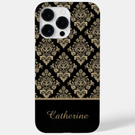 Damask Preto Dourado Rodopio Nome Personalizado