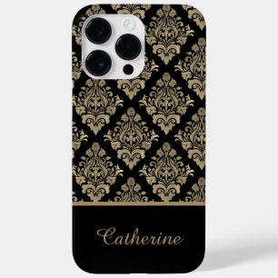 Damask Preto Dourado Rodopio Nome Personalizado