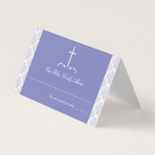 Damask Purple Primeira Comunhão Cruz Religiosa